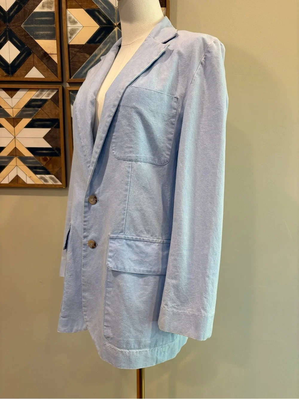 Vintage Ralph Lauren 80s Light Blue Women's Denim Blazer Jacket size Medium - Picture 5 of 15